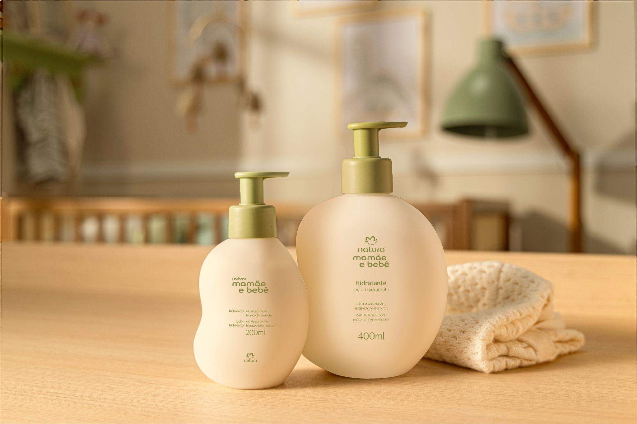 Natura Mamãe e Bebê amplia volumetria de produtos e traz opções de 400 ml para a rotina de cuidados das famílias